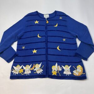 Quaker Factory Embellished Christmas Sweater Angel Grandmacore Womens Small